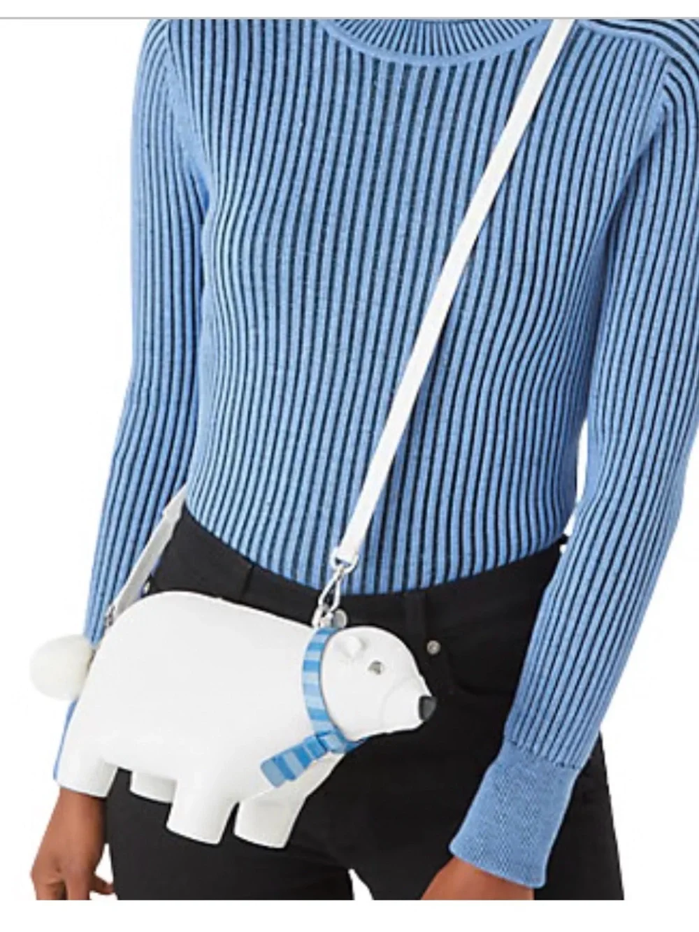 kate spade White Polar Bear Crossbody Bag with Blue Scarf